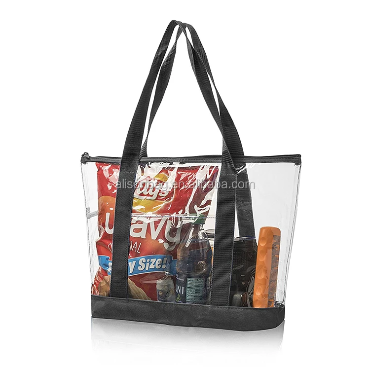 2020 Fashion Promotional Logo Printed Summer PVC  Beach Bag Transparent Plastic Beach Clear pvc Tote Bag