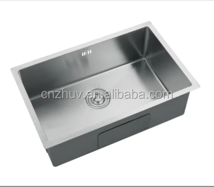 Handmade Single Bowl Brushed Above Counter Round Angle Kitchen Stainless Steel Sink