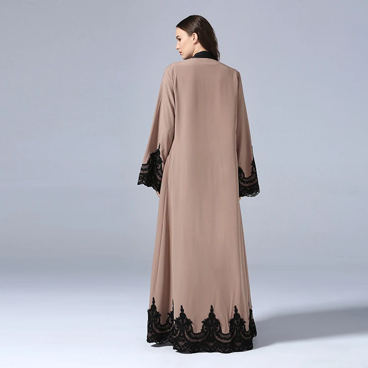 2021 Front Open Islamic Clothing Lace Dubai Kimono Abaya for Women Muslim Wholesale