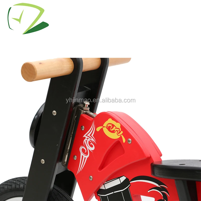 Wooden children red motor bike toy