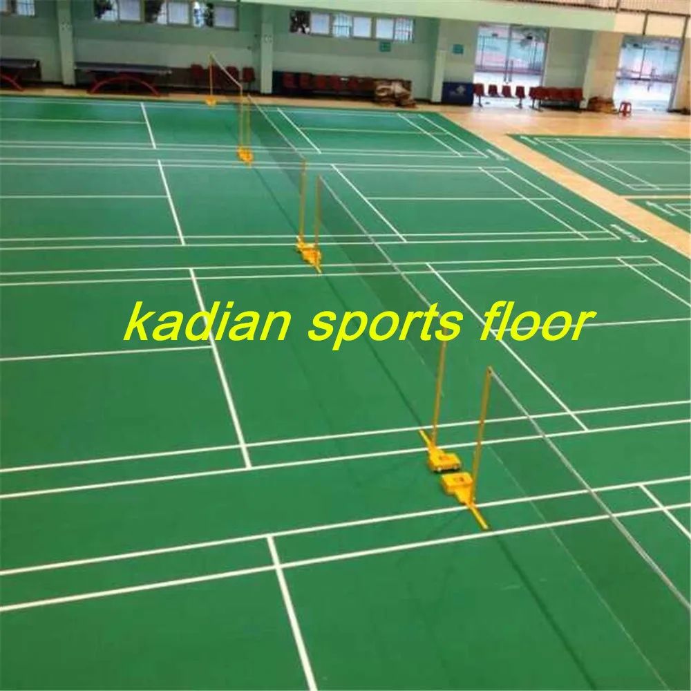 pvc badminton sports floor indoor badminton court green color 4.5mm-5.5mm