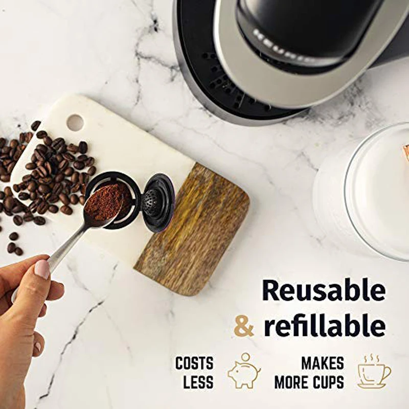 Reusable K Cups For Keurig 2.0 & 1.0 Brewers Universal Fit For Easy To Use Refillable Single Cup Coffee Filters - Eco Friendly
