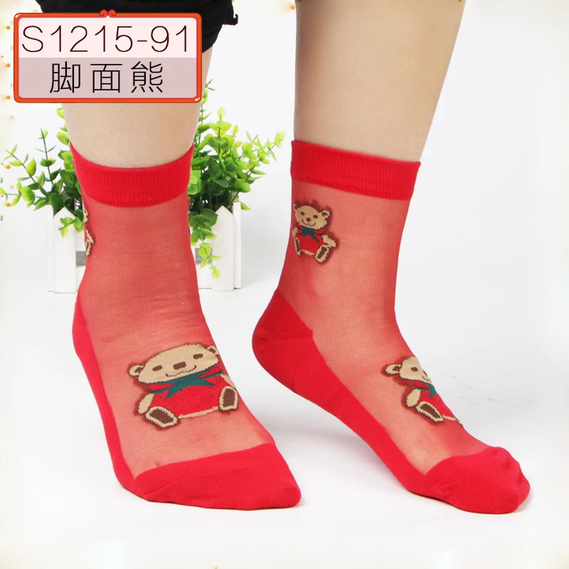 wholesale cheap women fashion summer ankle lace socks red cartoon socks