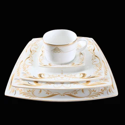 Manufacture custom custom modern tableware with flower decal fine bone china dinnerware set