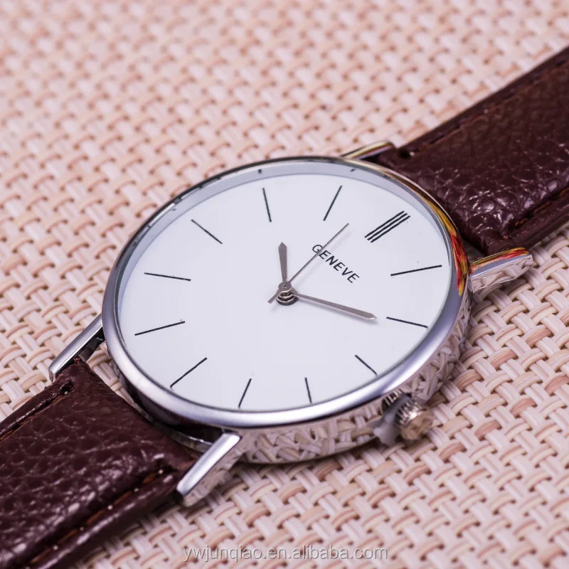 Man Casual Quartz Wrist Watches Leather Japan Movt Geneva Platinum Watches