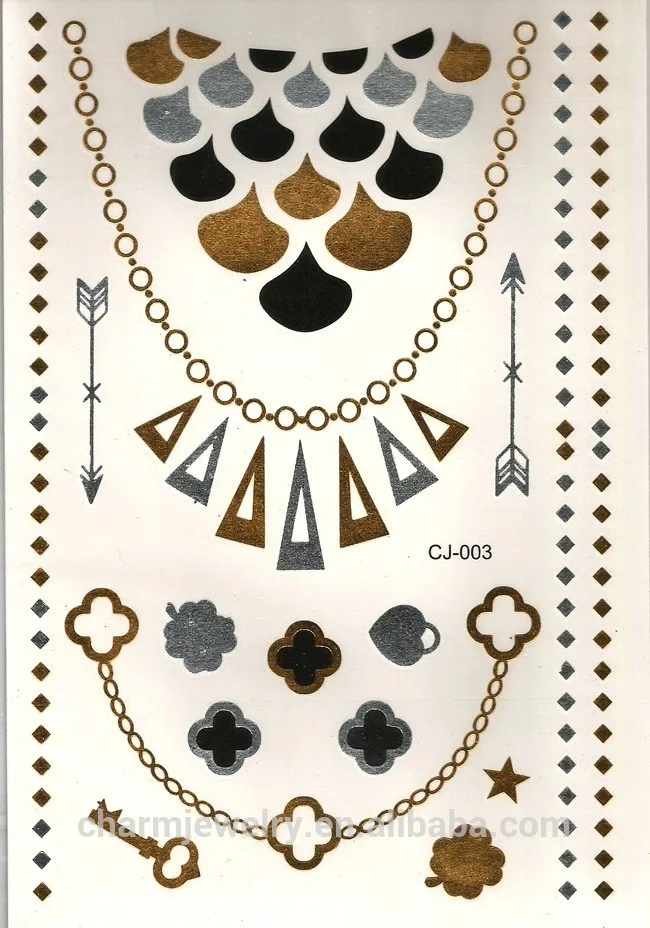 лист татуировки временную татуировку секс продукт вспышки tatouage металлическим серебром золото татуировки татуировки cj003