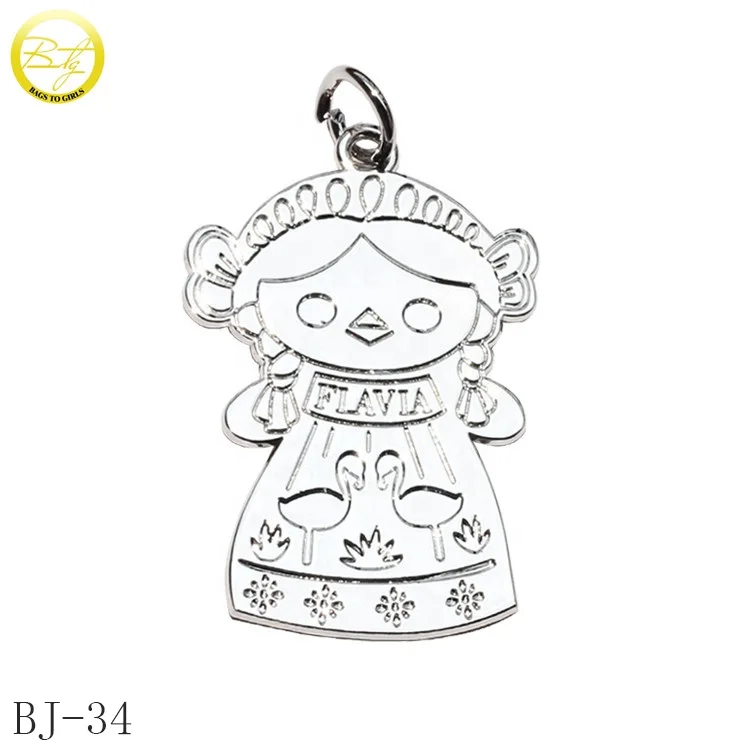 Custom Shape Jewelry Hang Tags Bracelet Accessory Decoration Alloy Gold Logo Dog Charms With Chain