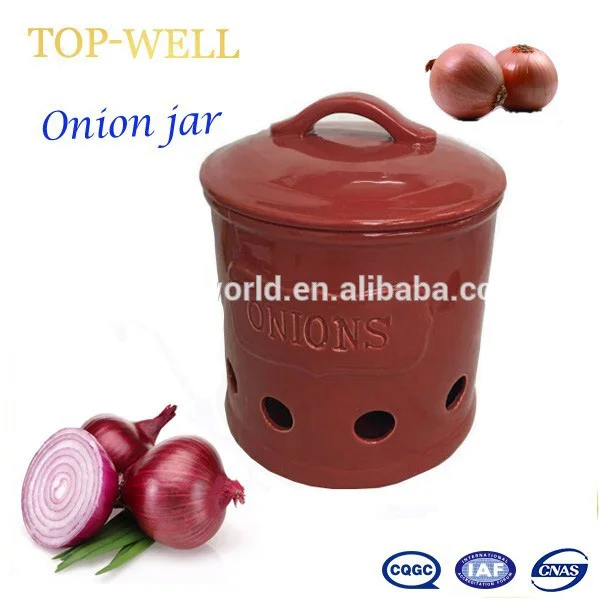 Blue Glaze Ceramic Onion Potato Garlic Storage Jar