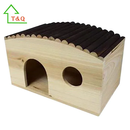 Wooden Pet Houses Small Animal Hut Bark Hamster Cages