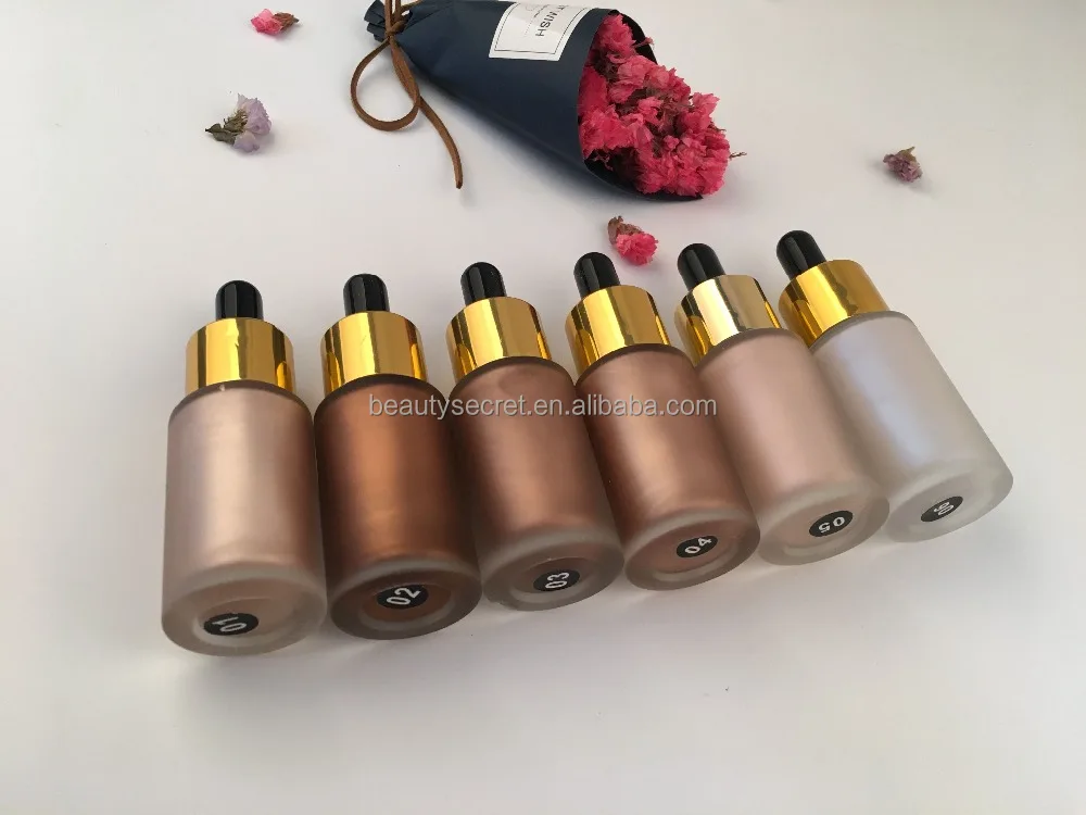 6 color Beauty secret liquid highlighter makeup private label liquid illuminator drop make up for face cosmetic
