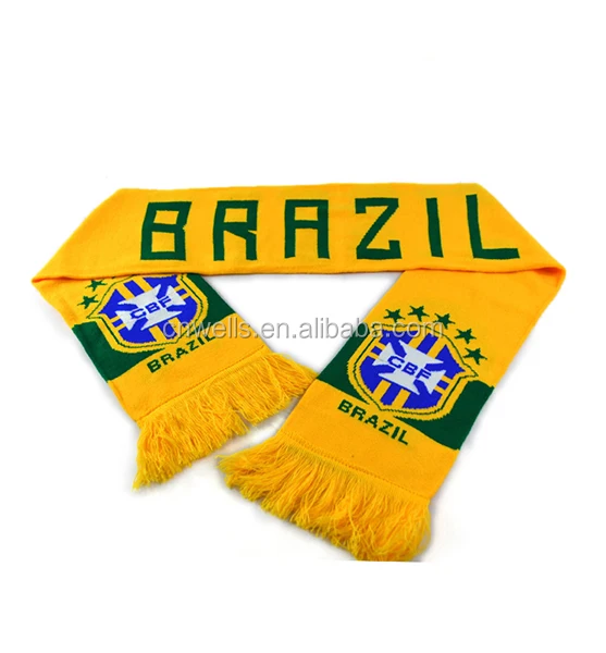 
Custom Made Soft Touch Brazil Football Scarf High Quality Acrylic Knitted Brazil Football Scarf For Soccer Match  (60764301805)