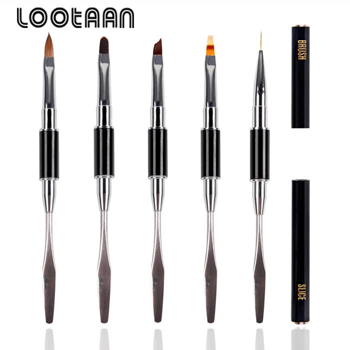 2018 Double Side Uv Gel Cuticle Pusher Kolinsky Acrylic Nail Art Brush Pen
