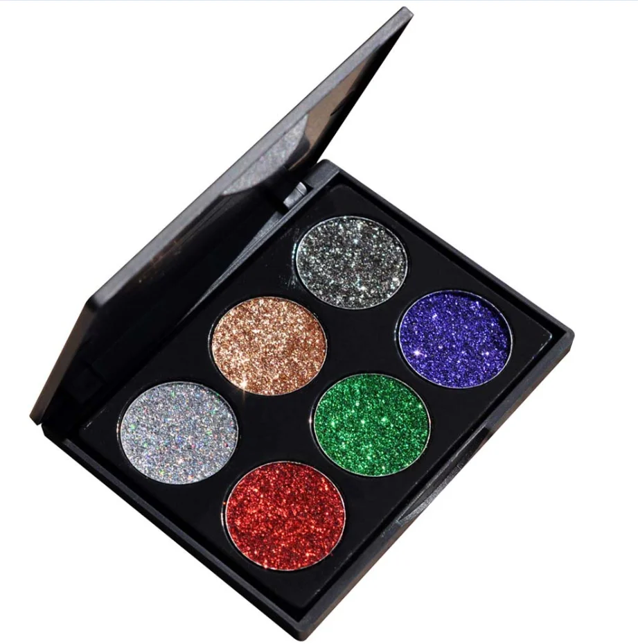 
New Fashion Cosmetics Makeup Glitter 6 colors Eyeshadow Palette Private Label 