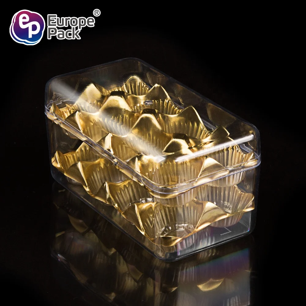 Eco friendly double layer rectangle shape luxury chocolate box with golden tray