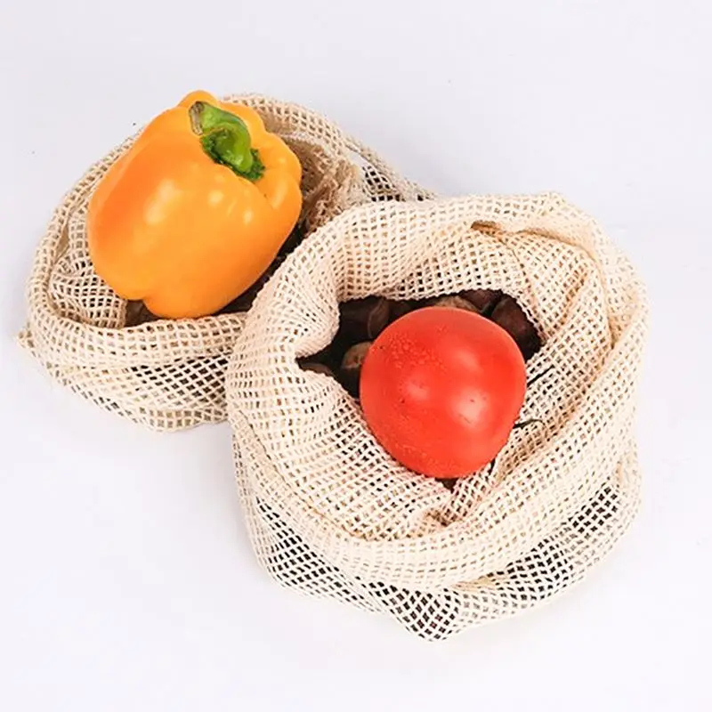 new design Natural cotton drawstring mesh bag For mesh food bag Vegetables And Fruits eco friendly cotton mesh bag
