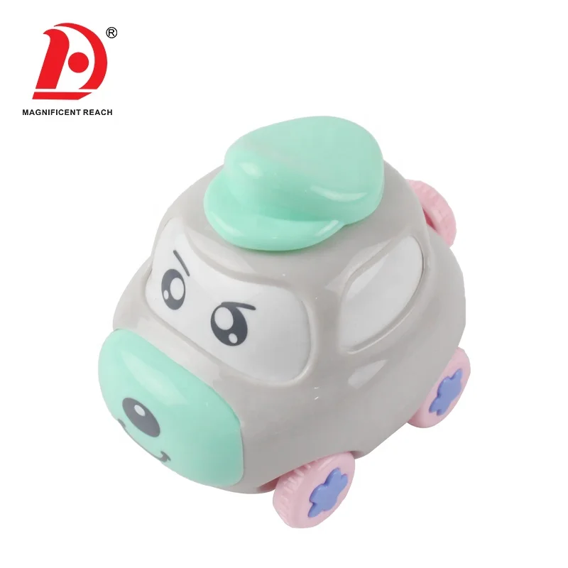 HUADA 6pcs Colorful Lovely Plastic Inertia Cartoon Friction Powered Pull Back Toy Car for Kid