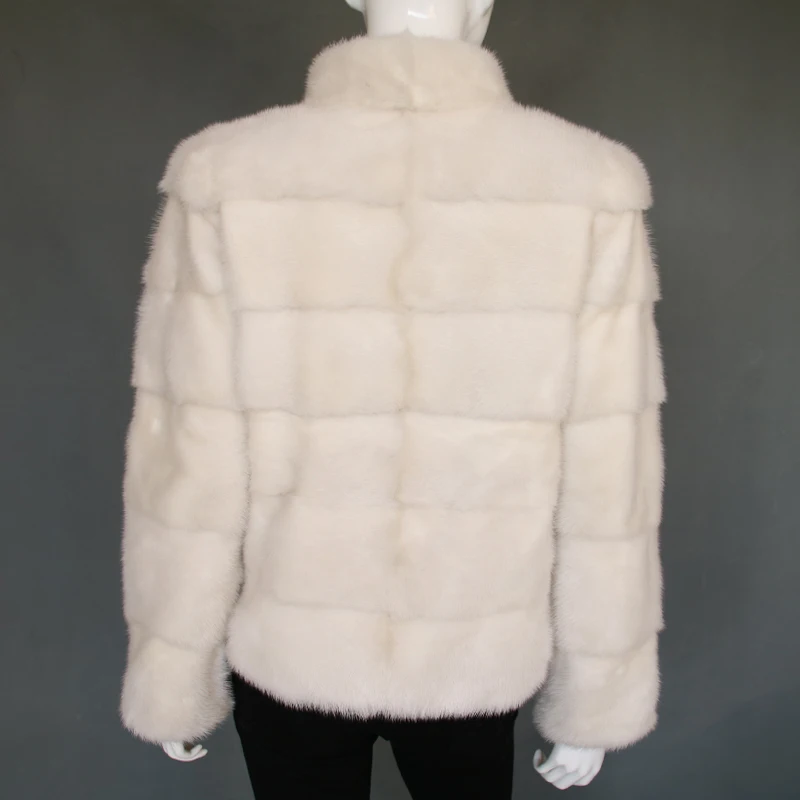 Real mink fur coat white color genuine mink fur jacket for women winter
