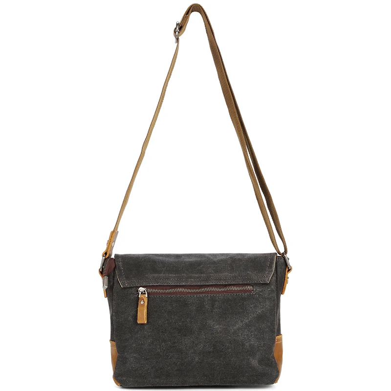 Vintage Style Multicolor Durable Anti-water Cross Body Bag Men waxed Canvas Leather College Sling Bags