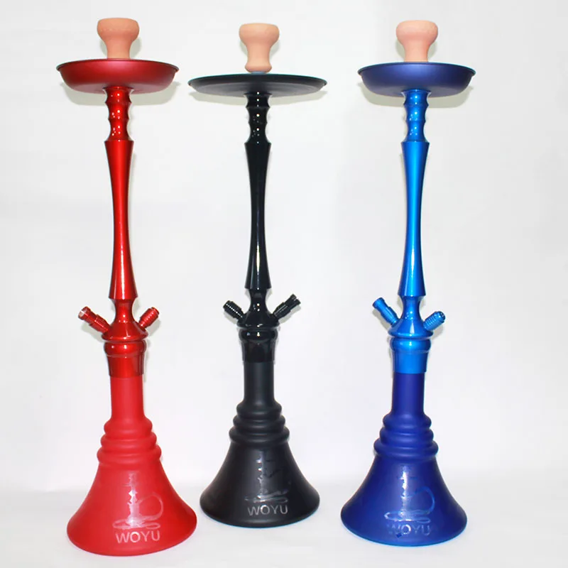 Guangzhou WOYU wholesale sheesha chicha nargile 4 hose aluminum glass shisha pipe hookah