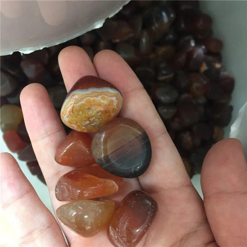 Wholesale gemstone crystal gravel polished red agate carnelian tumbled stones