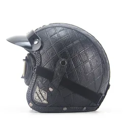 High quality PU leather casco moto retro with goggles