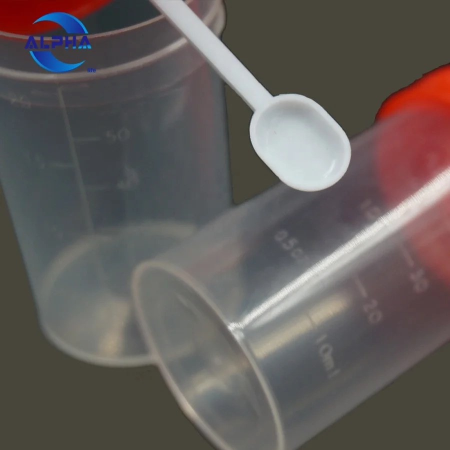 specimen sterile stool sample container with spoon