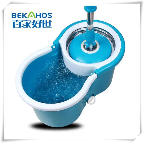 
Hand Press Spin pole Mop with 360 Rotating Pole Bucket 2 Microfiber Heads housekeeper dust mop for car floor 