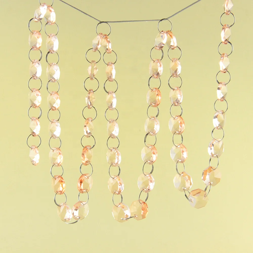 14mm Hot Pink rystal chandelier wedding curtain garland diamond strand crystal bead curtain chains