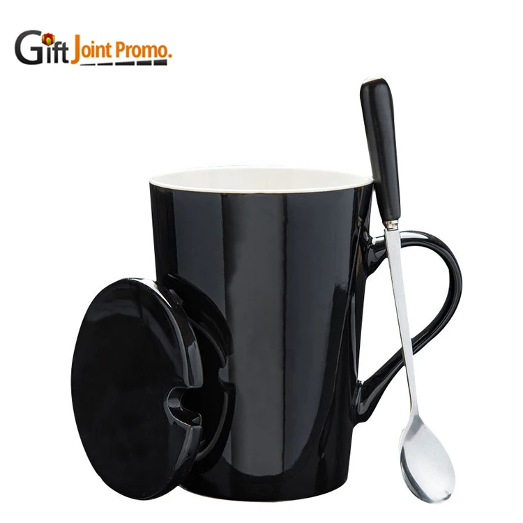 
Wholesale Ceramic Porcelain Mug Coffee Milk Cup with Lid Spoon 