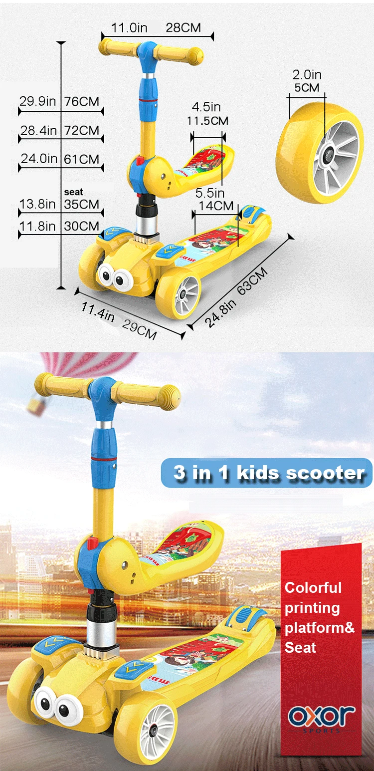 Лидер продаж, качественный мигающий трехколесный детский скутер 3 в 1, подарок на день ребенка