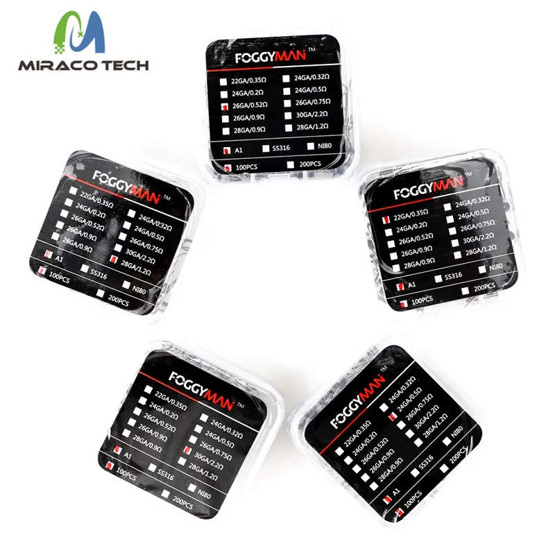 
Foggyman 100 pieces per box A1 SS316L NI80 prebuilt coil for electronic cigarette 510 RDA atomizer 