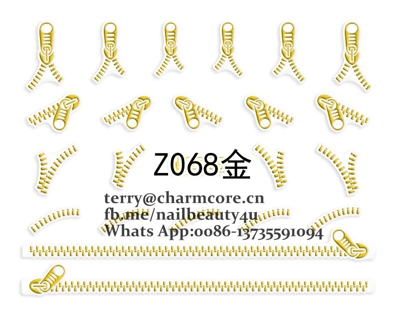 Zipper design nail art 3D transfer sticker 2016 popular theme for nail beauty