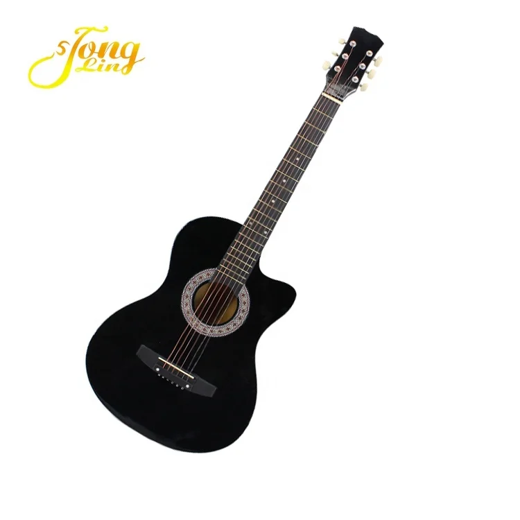 38 Inch Black Musical Instrument High Quality Acoustic Folk Guitar