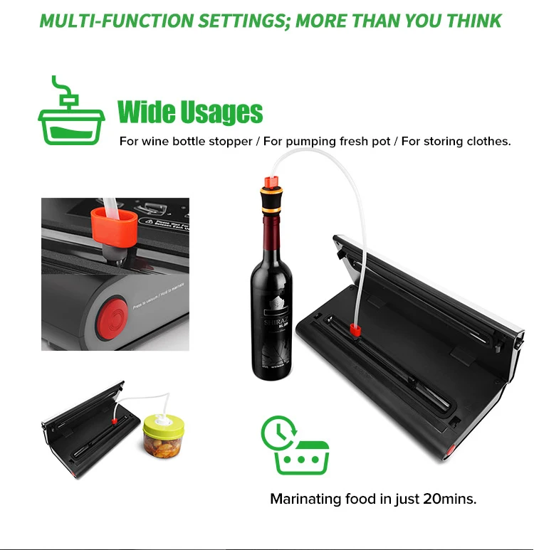 Dual Power Stainless Steel Food Saver Sous Vide Food Vacuum Sealer Outdoor Optimum Equipment