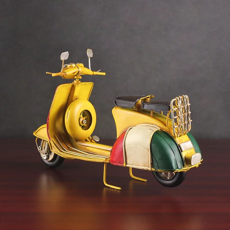 High Quality Iron Crafts Retro Motorcycle Model Handmade Metal Decor Vintage Scooter Model For Pub Home Office Table Decor