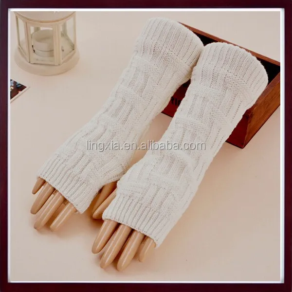 
Lady Winter Long Stretch Weave Knit Arm Warmer, Crochet Acrylic Fingerless Gloves, Soft Knit Fingerless Arm Warmers 