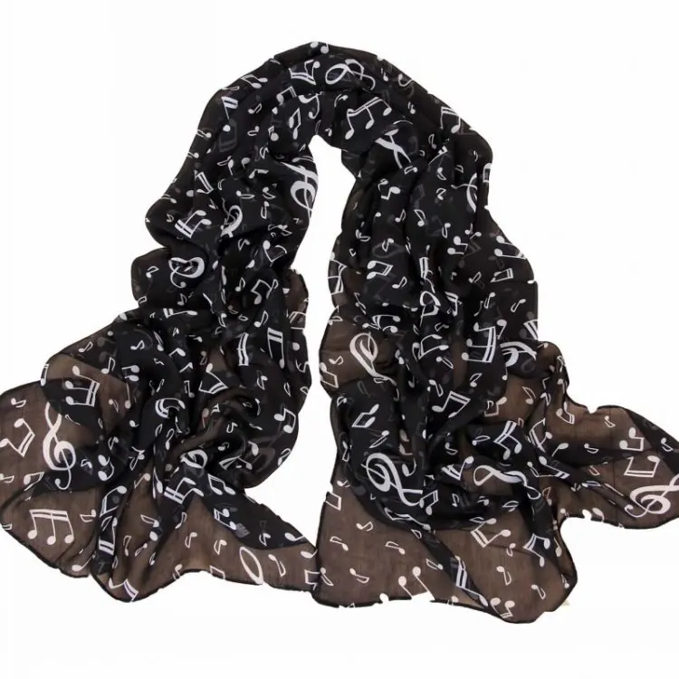  Лидер продаж шифоновый шарф 155*50 с музыкальными нотами оптовая продажа модные женские длинные дешевые шарфы