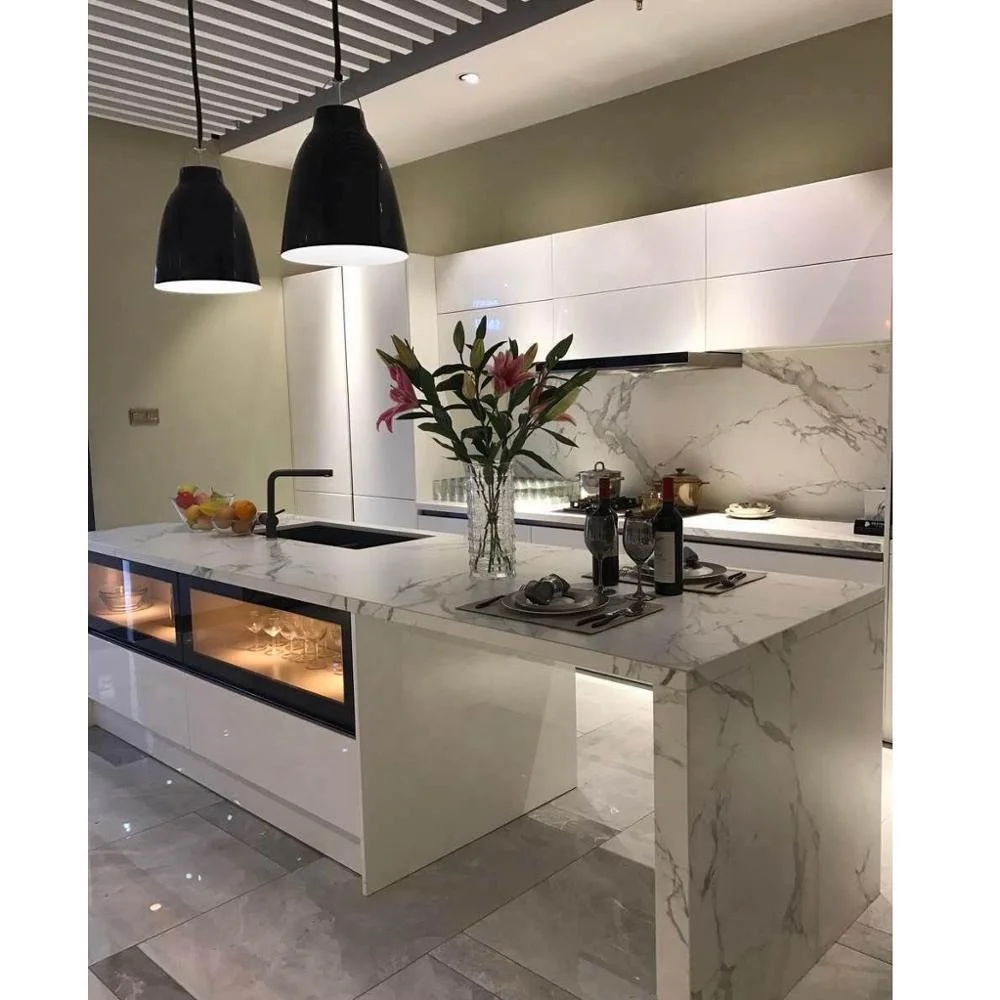 Австралийский современный дизайн, глянцевый лаковый кухонный шкаф без рук