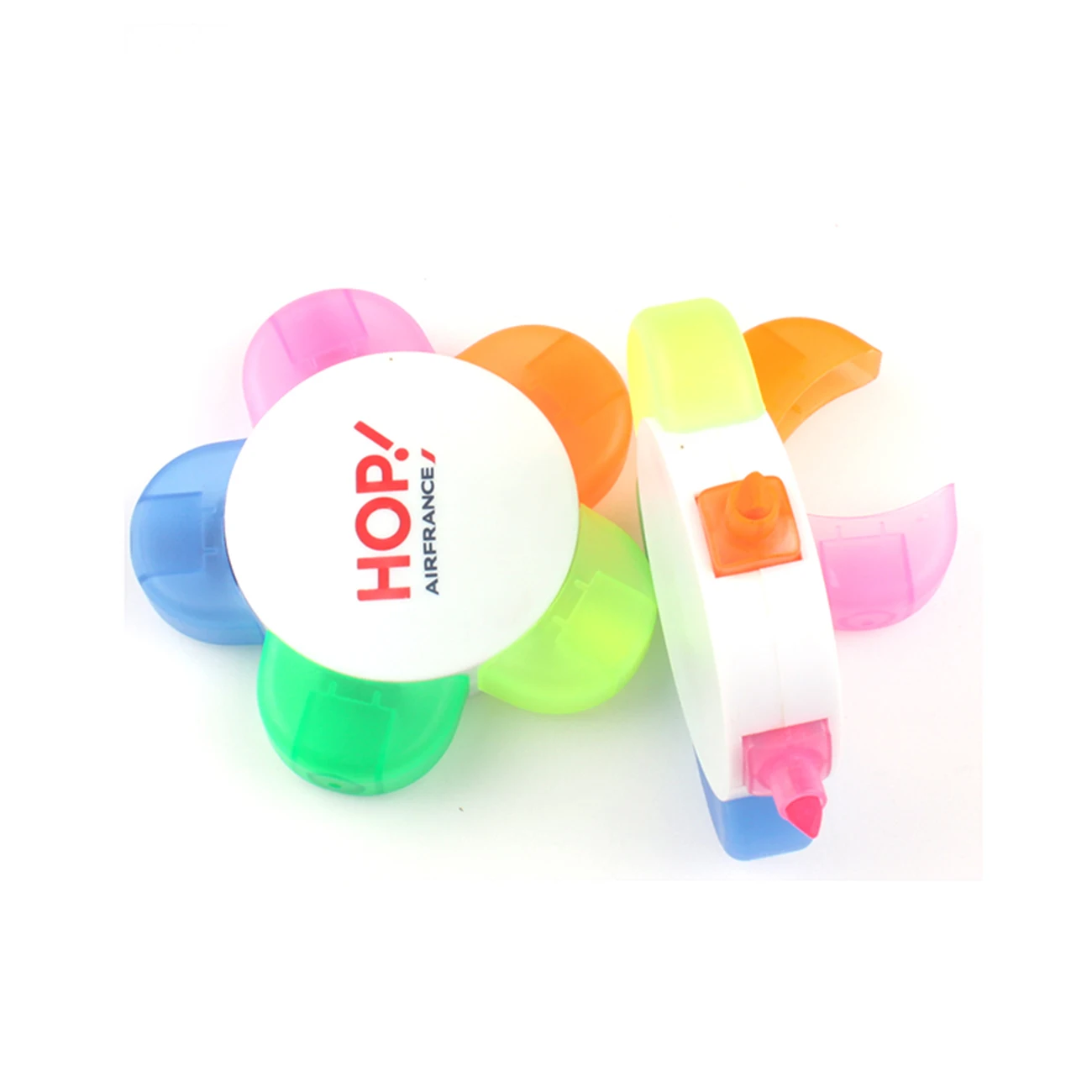 JH Promotional Plastic Highlighter Marker Pen 5 Colors Flower Shape Highlighter Pen