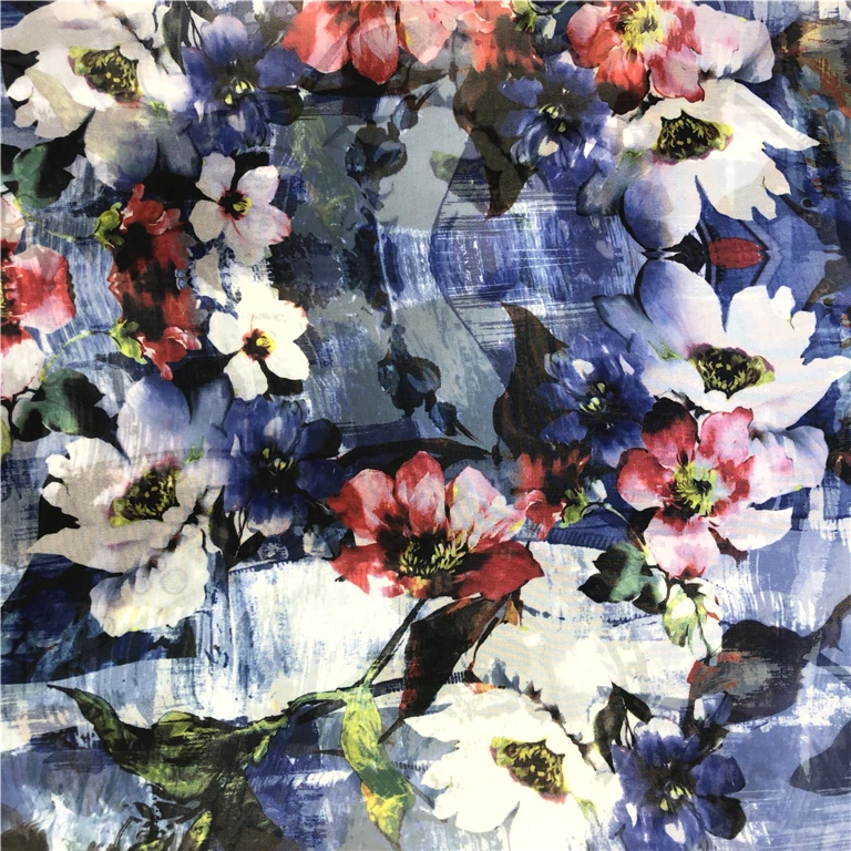 Фабричная шифоновая ткань с цифровым принтом высокого качества