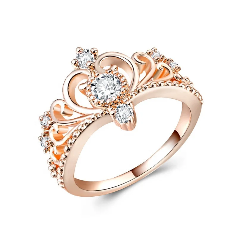 Caoshi 18K Rose Gold Plated Crown Design Ring For Women Crown Shape Ring Jewelry