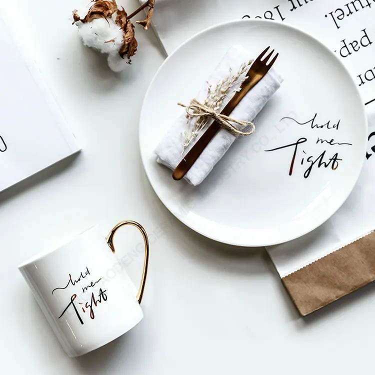 
Europe Market hot selling ceramic mug with cookie cake plate 