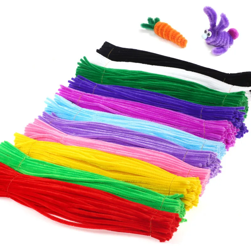 6mm x 12 inch DIY Art Craft Decorations Wire Chenille Stems Tinsel Assorted Colors Pipe Cleaner