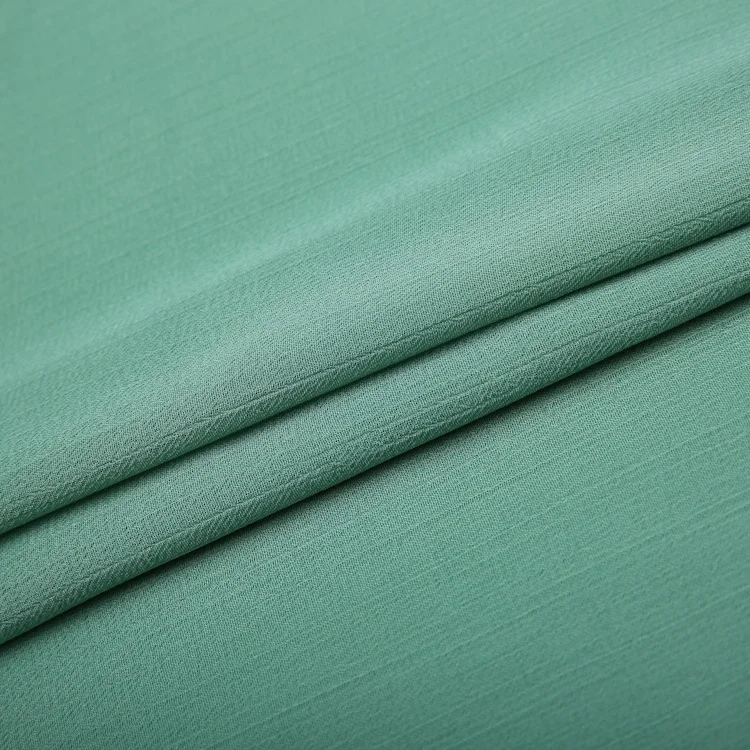 New product polyester green plain dyed recycle yoryu crinkle Korea composition chiffon fabric