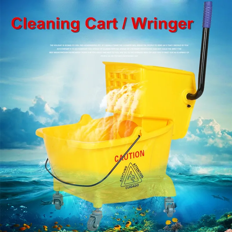 Rubbermaid Professional Commercial Yellow Mop Wringer Bucket Combo Janitorial Cart