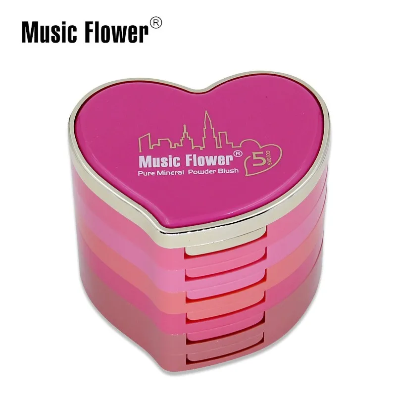 Hot selling cosmetics make-up waterproof 5 layers 5 colors  mineral pressed powder blush private label OEM manufacturer