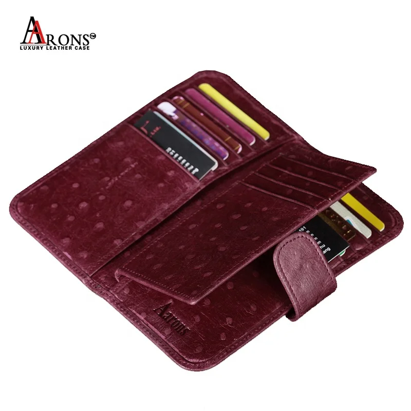 High quality new style wholesale cowhide leather Guangzhou wallet Ostrich skin cowhide leather wallet for man