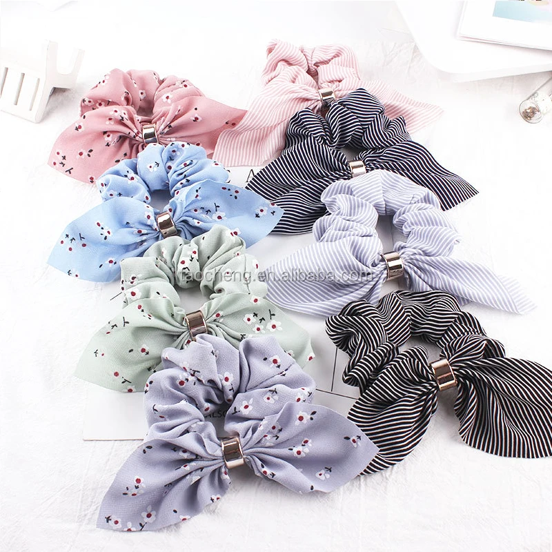 Оптовая продажа шифоновая ткань кролик таможня напечатала резинка для волос