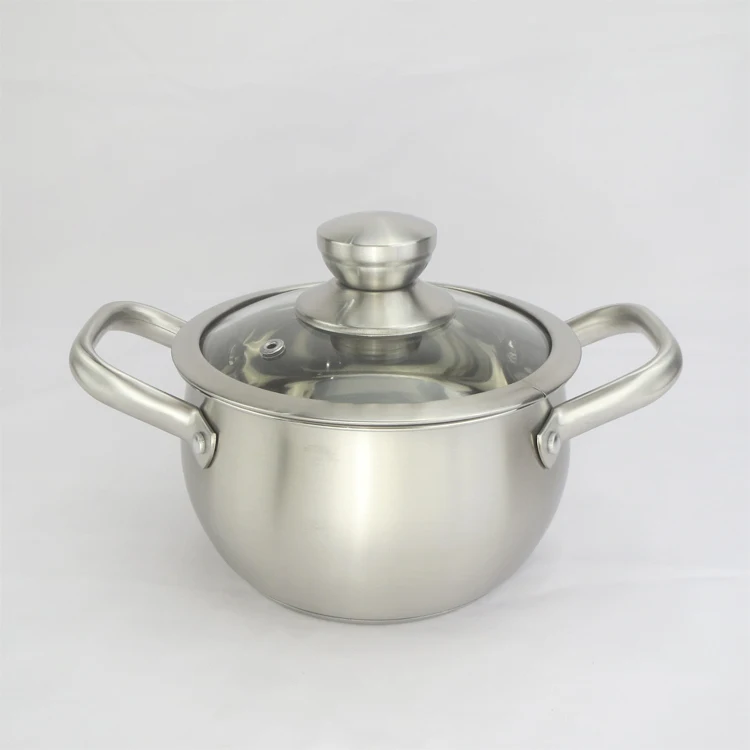 
High Quality 304 Stainless Steel Milano Sauce Casserole Double Handle Thermos Insulated Cookware Set for Cooking Food Soup Pot 