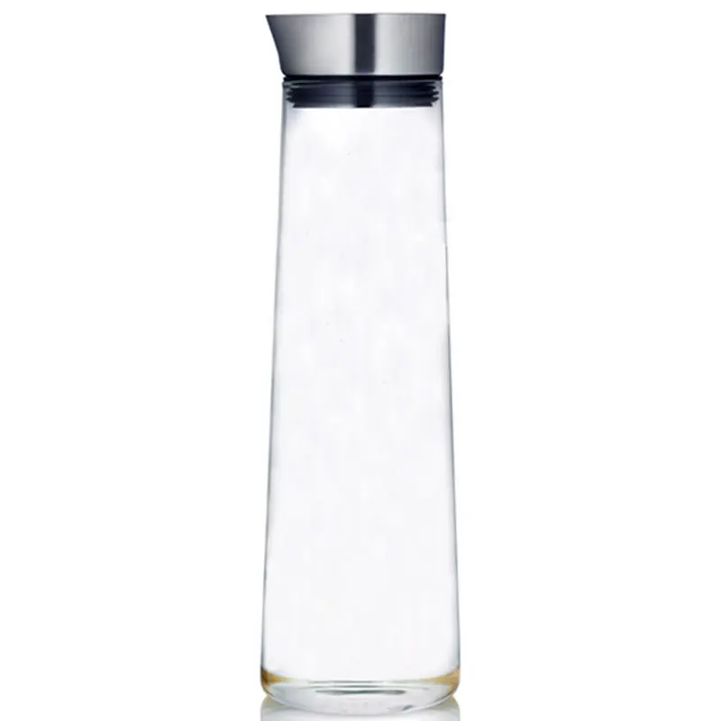 1000ML 1500ML Hot Selling In Amazon Borosilicate Glass Carafe Ice drinking Water Jug With Stainless Steel Lid
